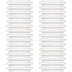 Elegant White Faux Pearl Bridal Bracelets Bulk Set for Women Girls
